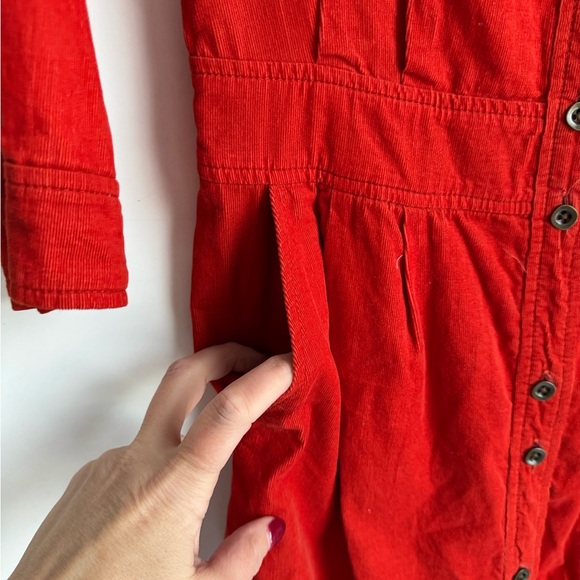 Maeve Anthropologie women corduroy pencil dress‎ size 0 red orange wide wale - Picture 4 of 7